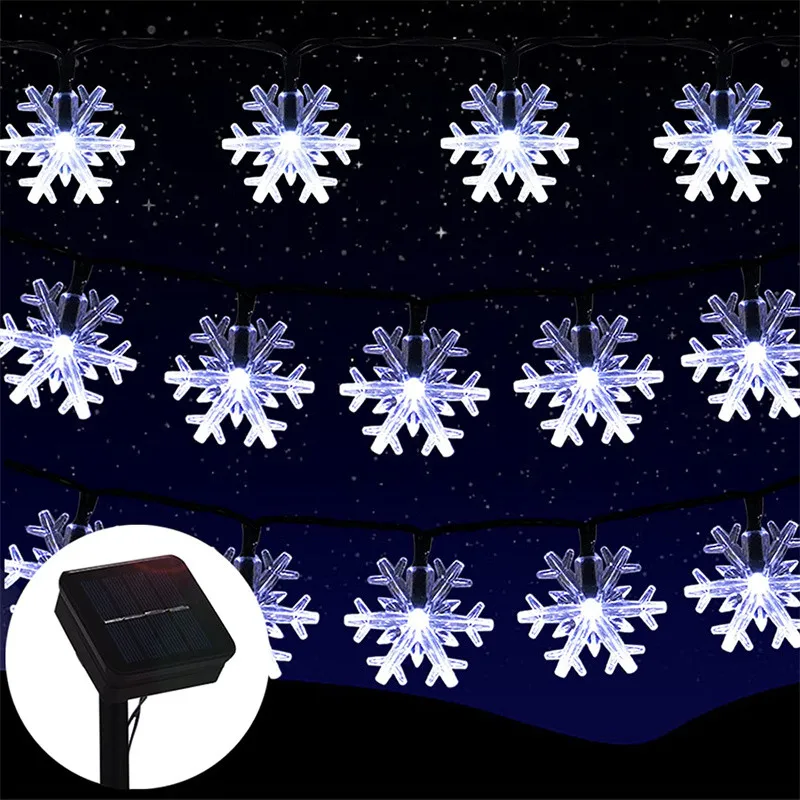 Solar String Lights Outdoor Christmas Snowflake Lights with 8 Modes  Waterproof Solar Powered Patio Light for Garden Party Decor - AliExpress