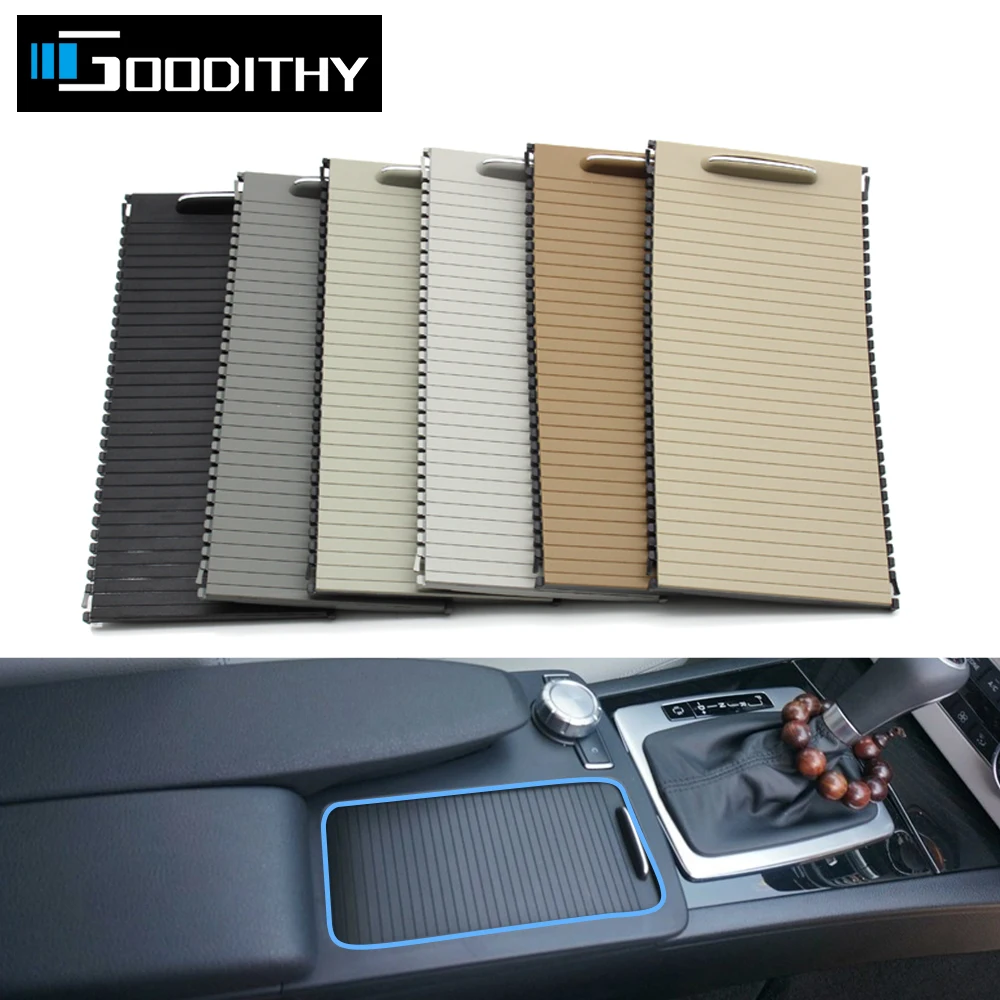 Center Console Shutter Cover For Mercedes C-Class W204, E-Class W212/W207 – Black Cup Holder & Storage Panel