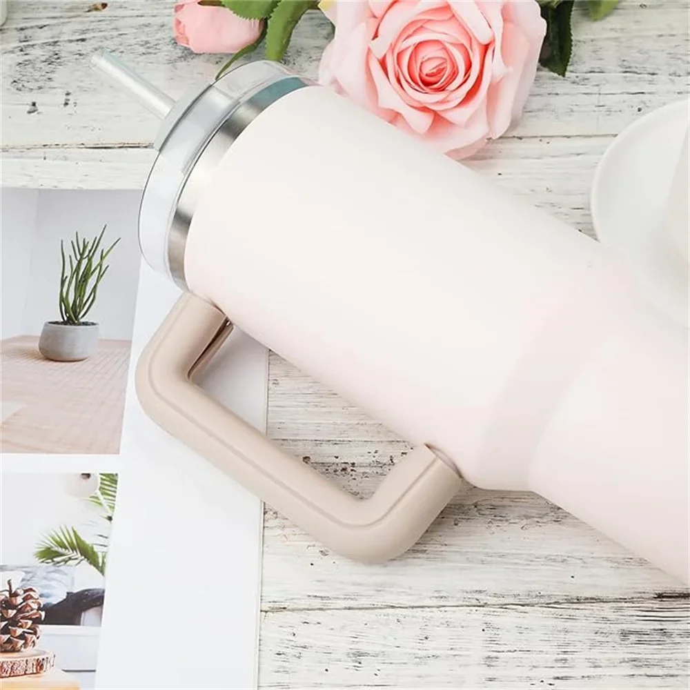 스탠리 컵 40/30Oz 용 핸들 보호대 커버 스탠리 텀블러와 호환되는 미끄럼 방지 물병 핸들 실리콘 슬리브