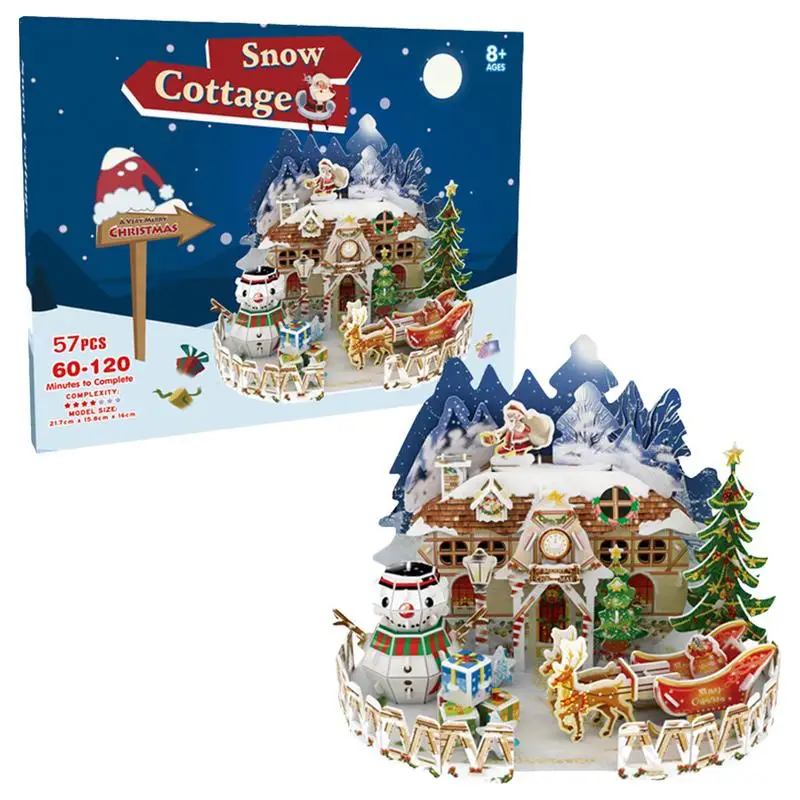 

3D Puzzles For Kids 3D Christmas Decor Model Kit White Snow Scene Theme Small Town Christmas 3D Puzzles Decorations Gifts For