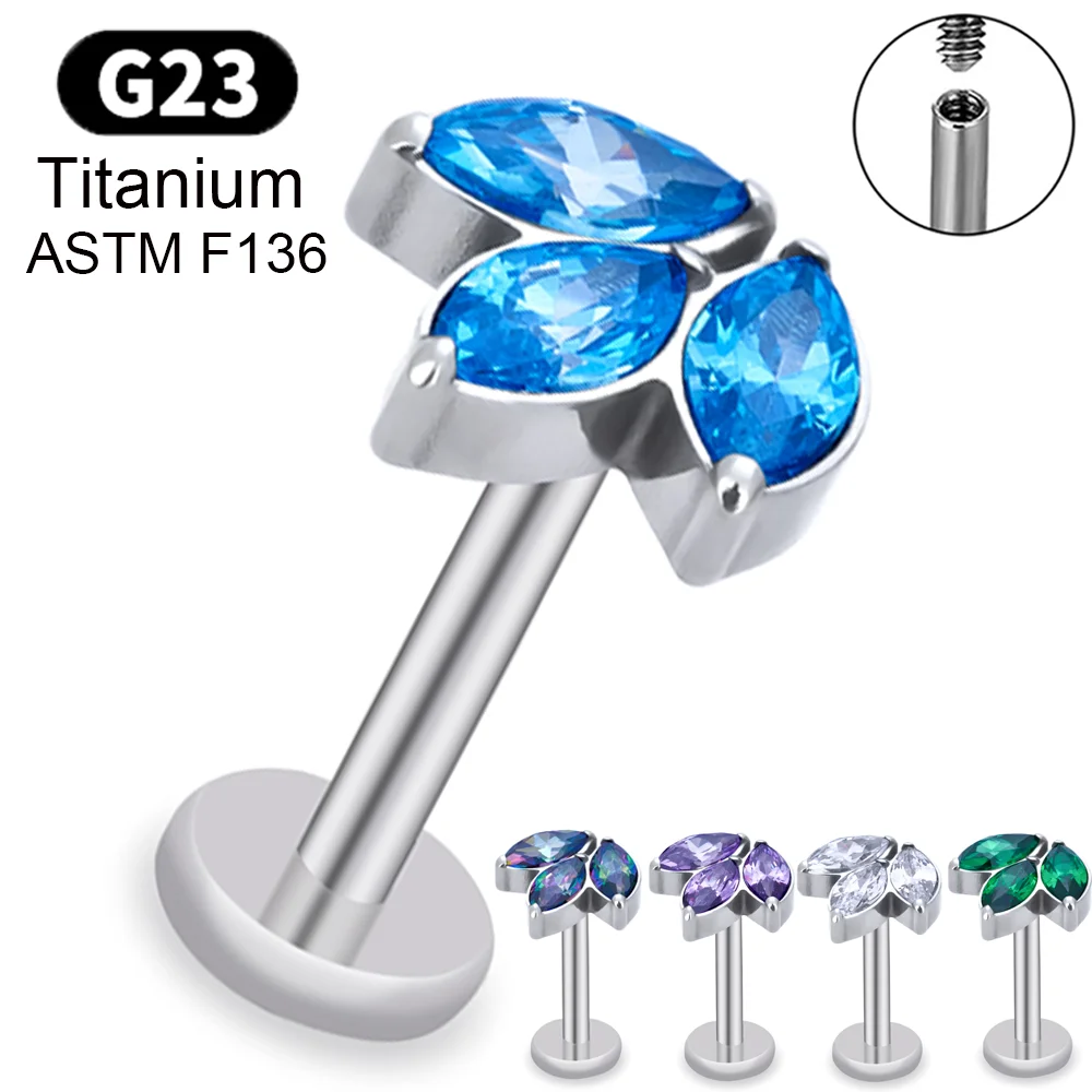 G23 Titanium Threaded Labret Stud Earrings Tragus Pircing Lip studs EAR