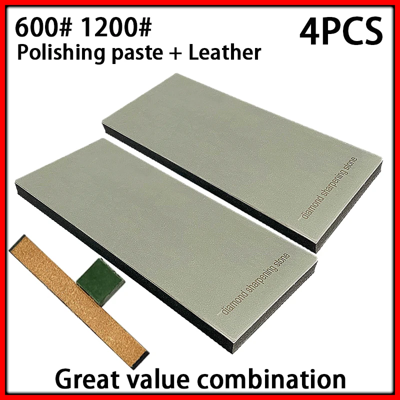 Enhanced Non-slip Base Diamond Sharpening System with 15° Whetstone and Leather Polisher