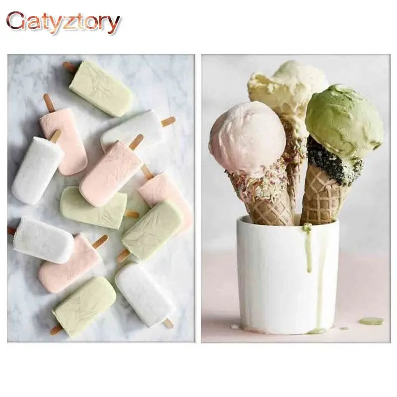 

GATYZTORY Paint By Numbers For Adults DIY HandPainted Ice Cream Oil Painting Home Decoration Canvas Painting Wall Art Gift