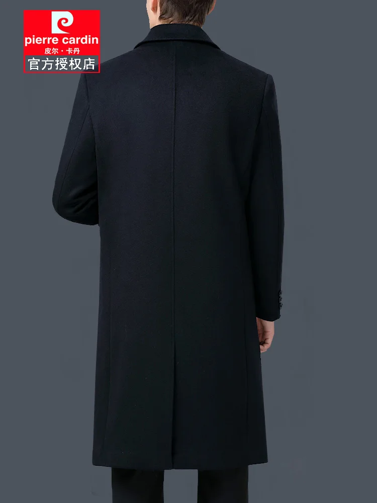 100% Cashmere Jacket Men Casual Business Men's Winter Coats Polo Collar Single Breasted Windbreaker Coat Casaco Masculino 5