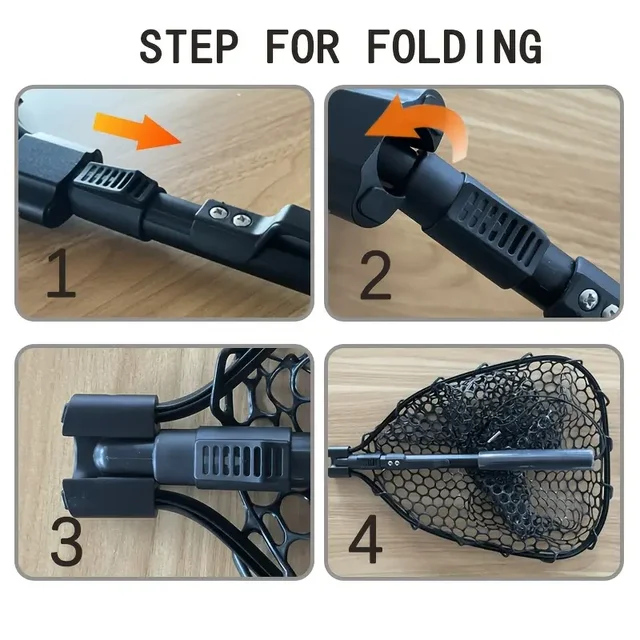 1pcs Portable 29.33in Length Folding Fishing Brail Net Lightweight Aluminum Alloy Frame Fishing Landing Scoop Net for Freshwater 4