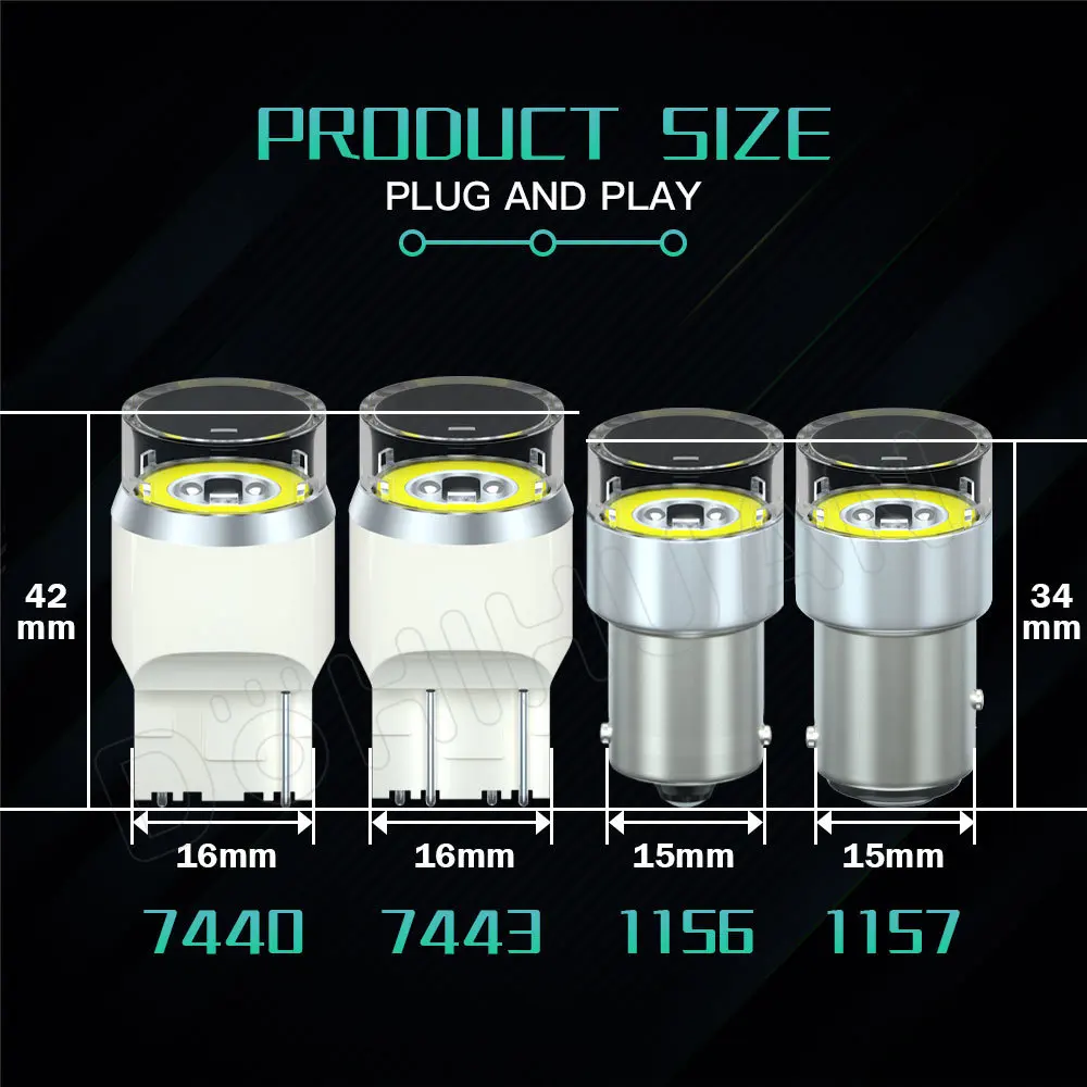 DOHIHUAN ÷ Ʈ ڵ LED  ȣ , Ʈκ 7440, 1156 1157, T20, 7443, 12V, 24V, P21W, BAY15D, P21, 5W, W21W, BA15S, 2 