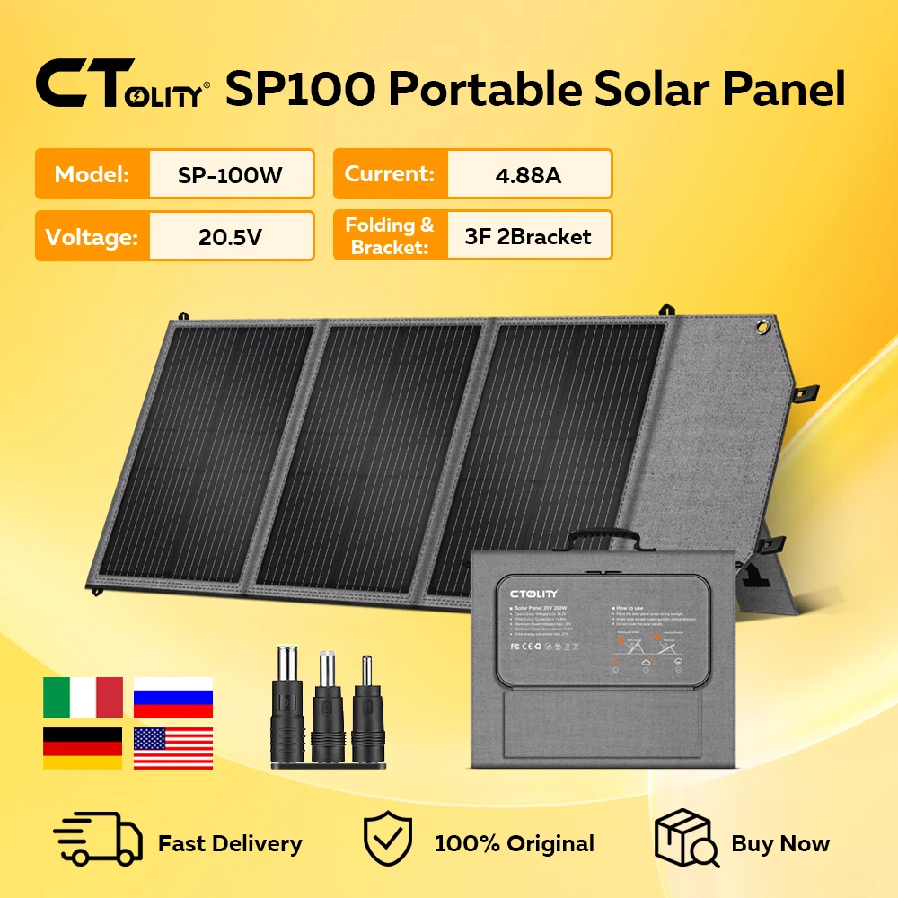 CTOLITY SP100 100W Kit de panel solar Cargador solar plegable completo MPPT resistente al agua | Portátil para Camping, RV, Emergencia