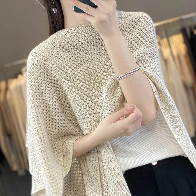 Women Artsy Solid Twrist Knit Wool Soft Stand Collar Shawl