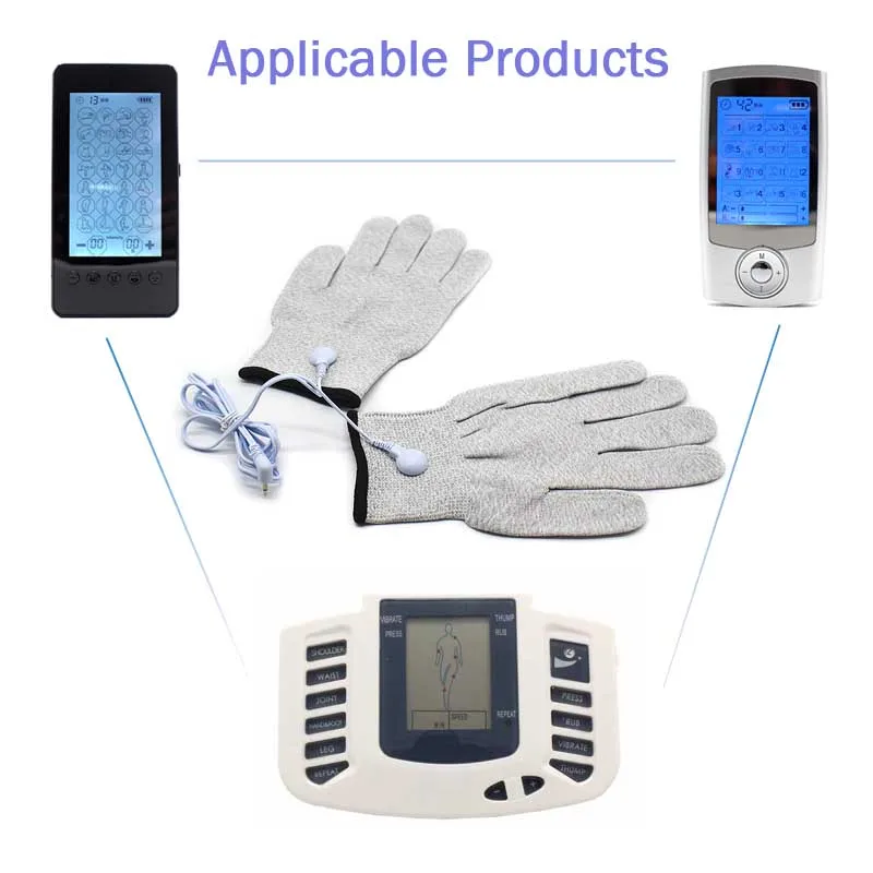 

2Pcs Massage Gloves With Cable Magic Pulse Conductive For TENS Health Care Machines Electric Acupuncture Physiotherapy Massager