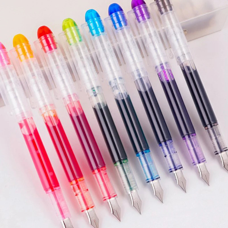 

1 Pcs High Quality Fountain Pen Large Capacity Fashion Classic Transparent Color Ink Stationery Office School Pen Supplies