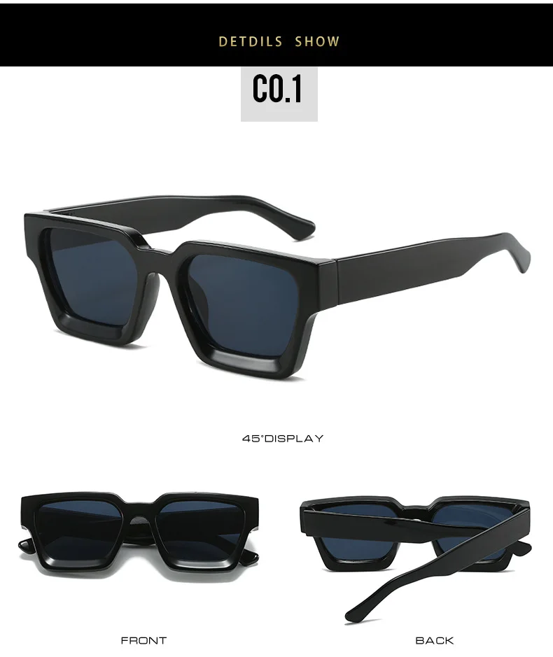 Herren-Sonnenbrille mit dickem Rahmen, Vintage-Stil, quadratische Sonnenbrille, lässig, klassisch, Fahrsonnenbrille, UV400 – Detail 8
