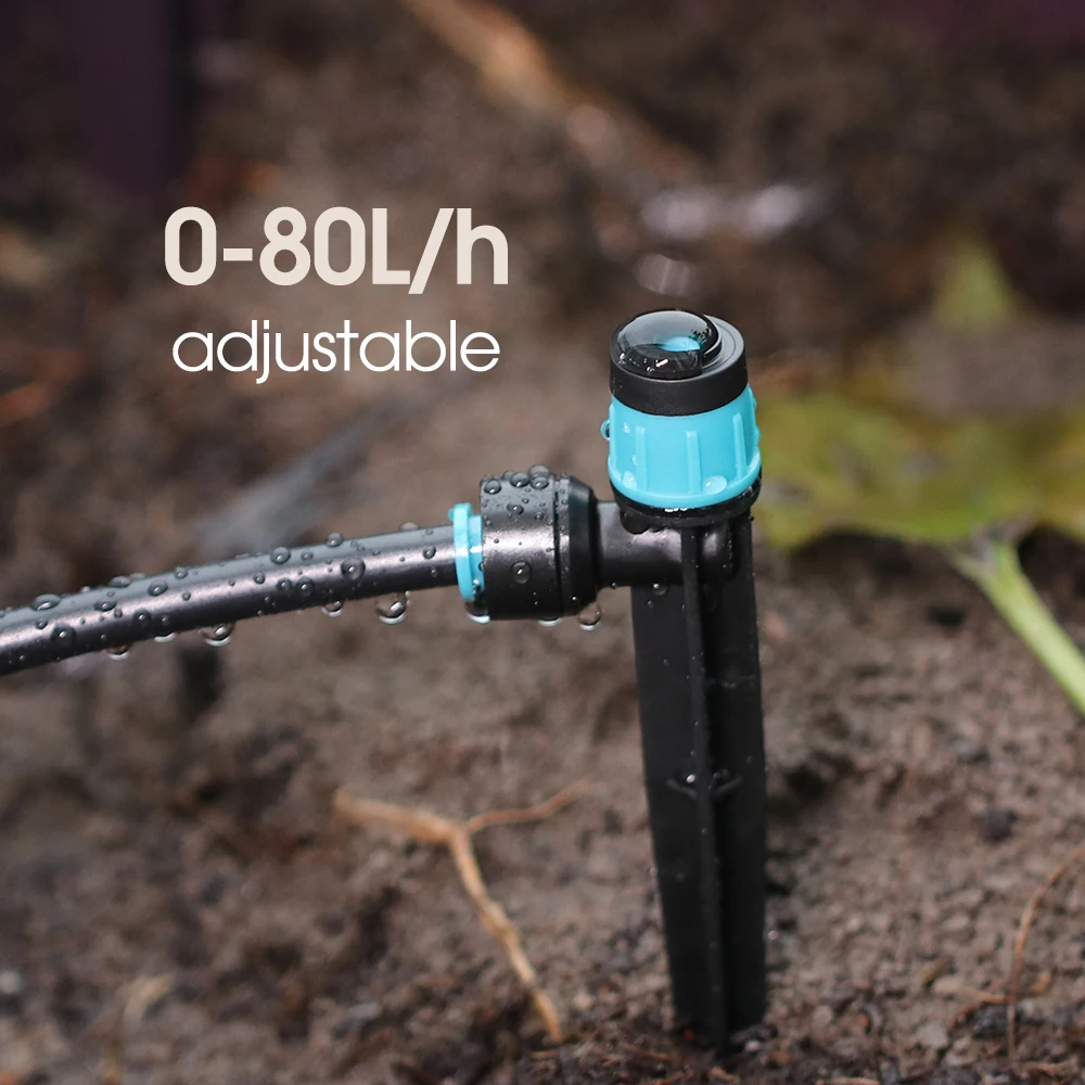 10PCS 14CM Bubbler Irrigation Sprinkler Drip Emitter Micro Spray Adjuatable Full Circle Pattern 1/4'' 4/6MM Quick Push Connecter