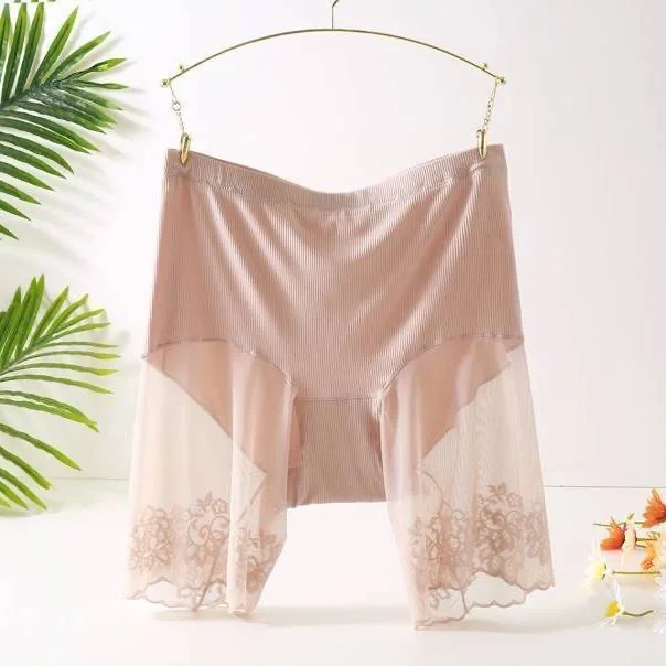 Women High Waist Safety Short Pants Summer Modal Plus Size Soft Underskirt Shorts Anti Rub Thigh Boyshorts Sexy Lace Boxer 1pcs