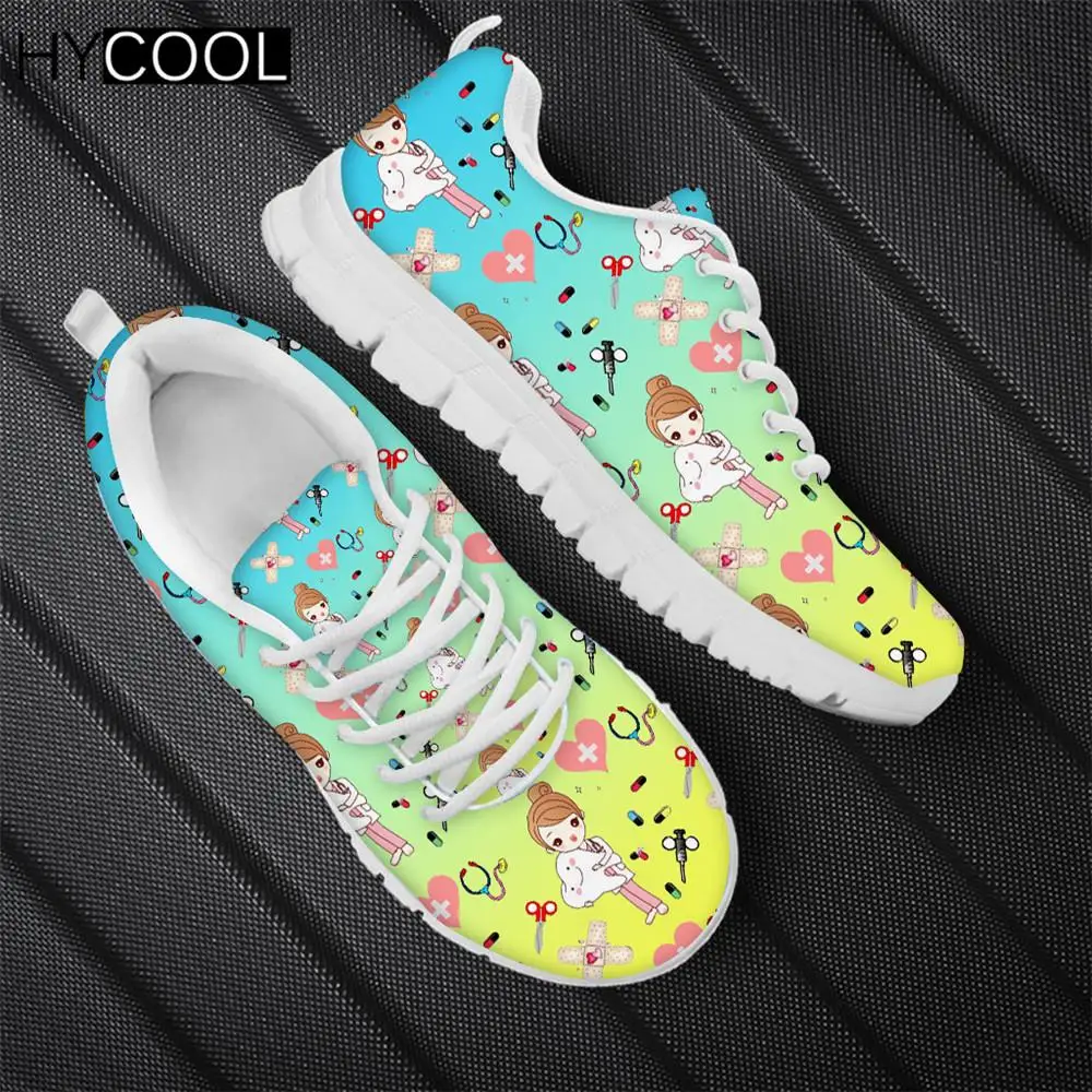 

HYCOOL 2020 New Arrival Cute Cartoon Nurse With Teeth Print Women Breathable Sports Shoes Outdoor Walking Sports Sneakers Zapato