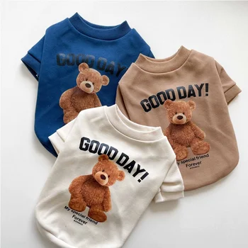 작은 강아지용 곰 패턴 강아지 옷, 애완 동물 고양이 조끼, 푸들 테디 비숑 요크키 치와와 프렌치 불독 의상