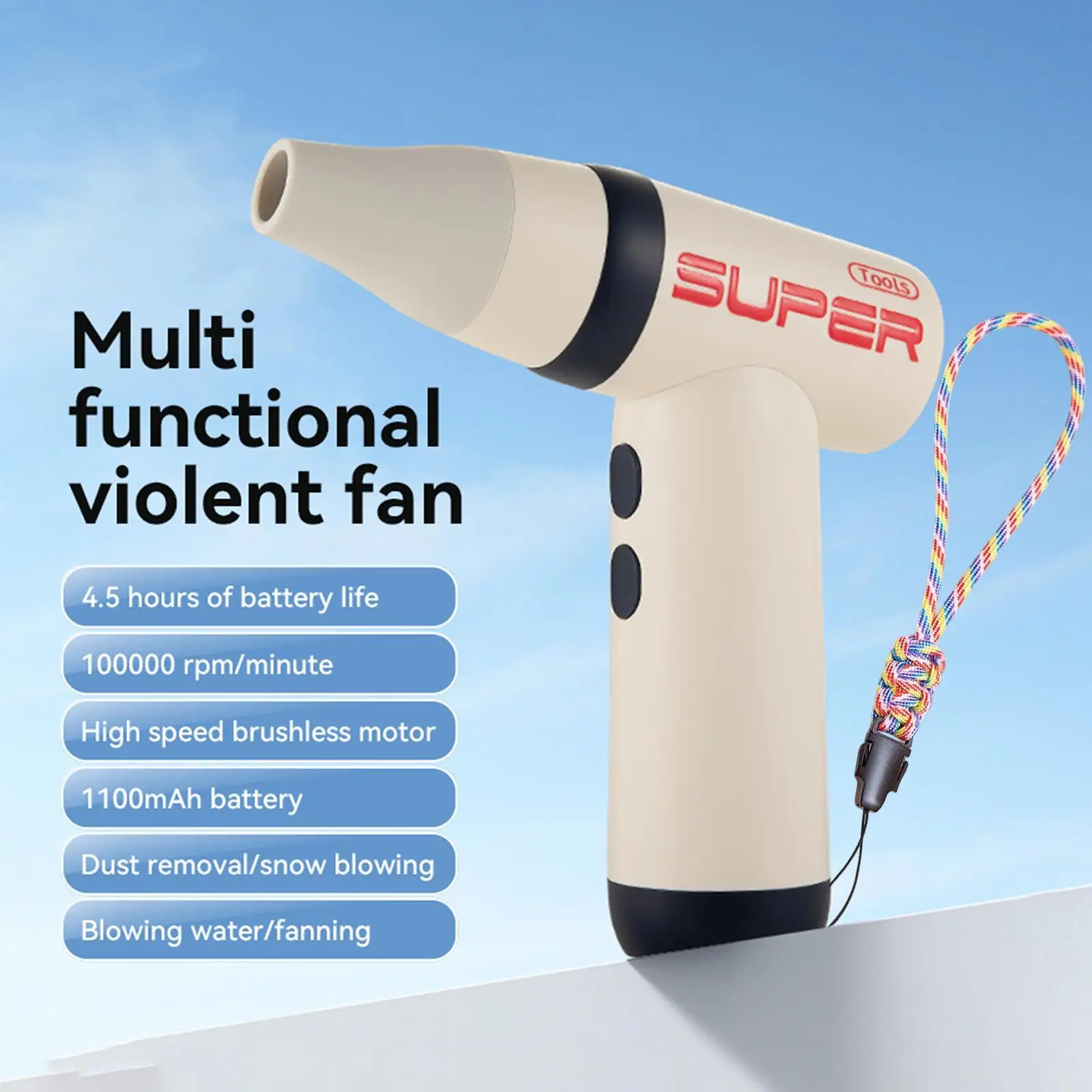 3-in-1 Wireless Handheld Fan & Mini Hair Dryer-USB Rechargeable Portable Blower for Travel/Camping/Emergency