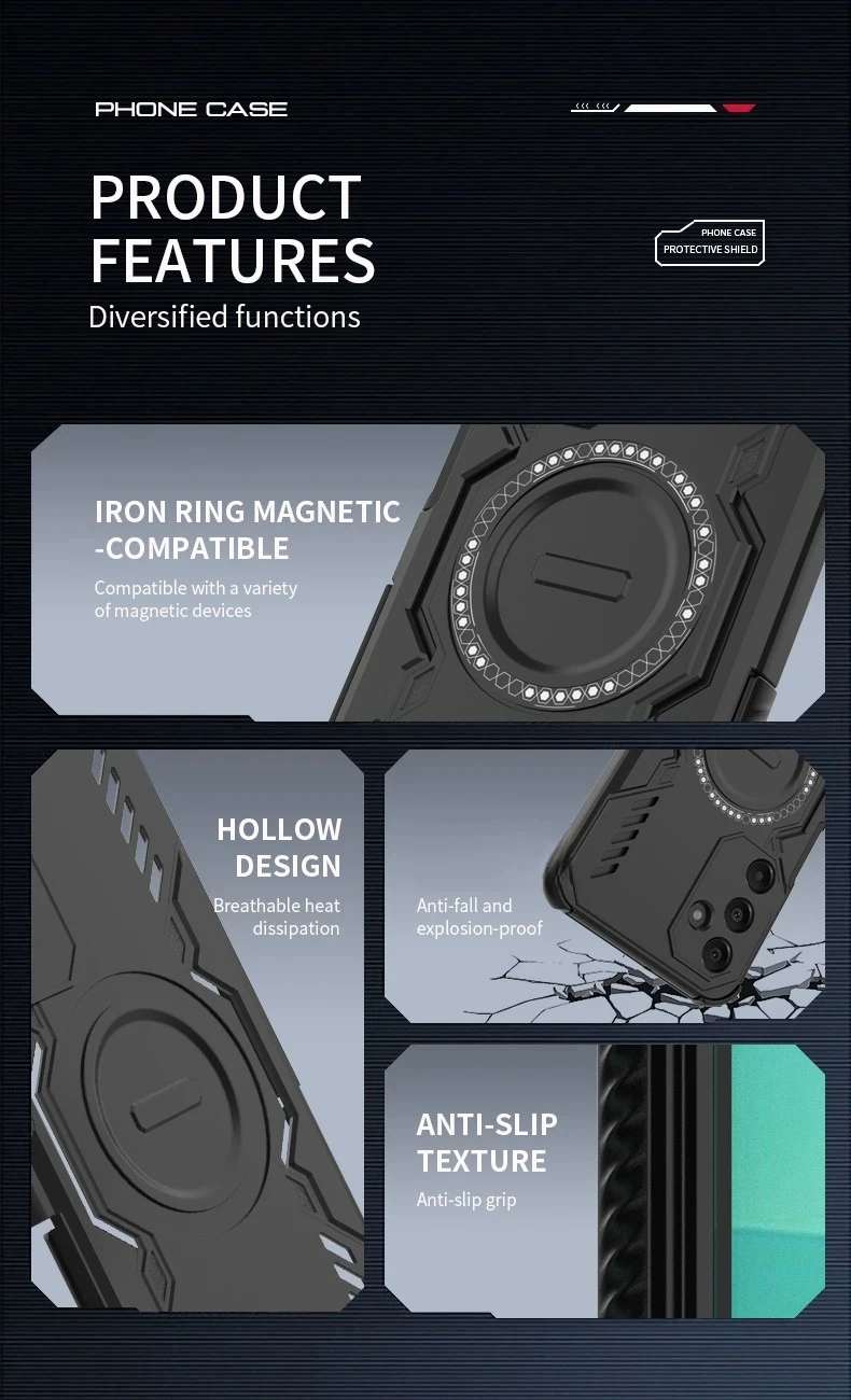 Armor Heat Dissipation Case for Samsung Galaxy A17 A07 A16 A06 A26 A36 A55 A56 A35 A15 A25 Magnetic Wireless Charge Cover Case