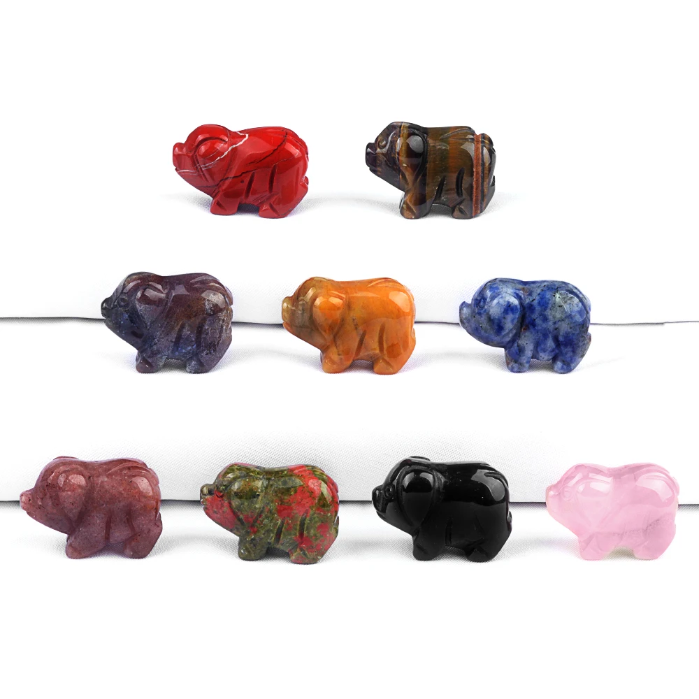Mini Crystal Pig Figurine Chinese Zodiac Animal Miniatures Statue Ornaments Lucky Stone Pig Collectible Home Decoration Gift