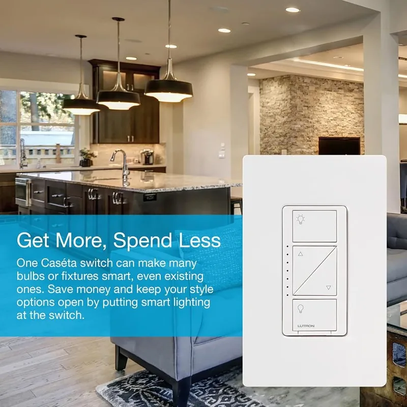 for LED Lights, Caseta Original Smart Dimmer Switch (Smart Hub Required), 150 Watt, Single-Pole/3-Way 3