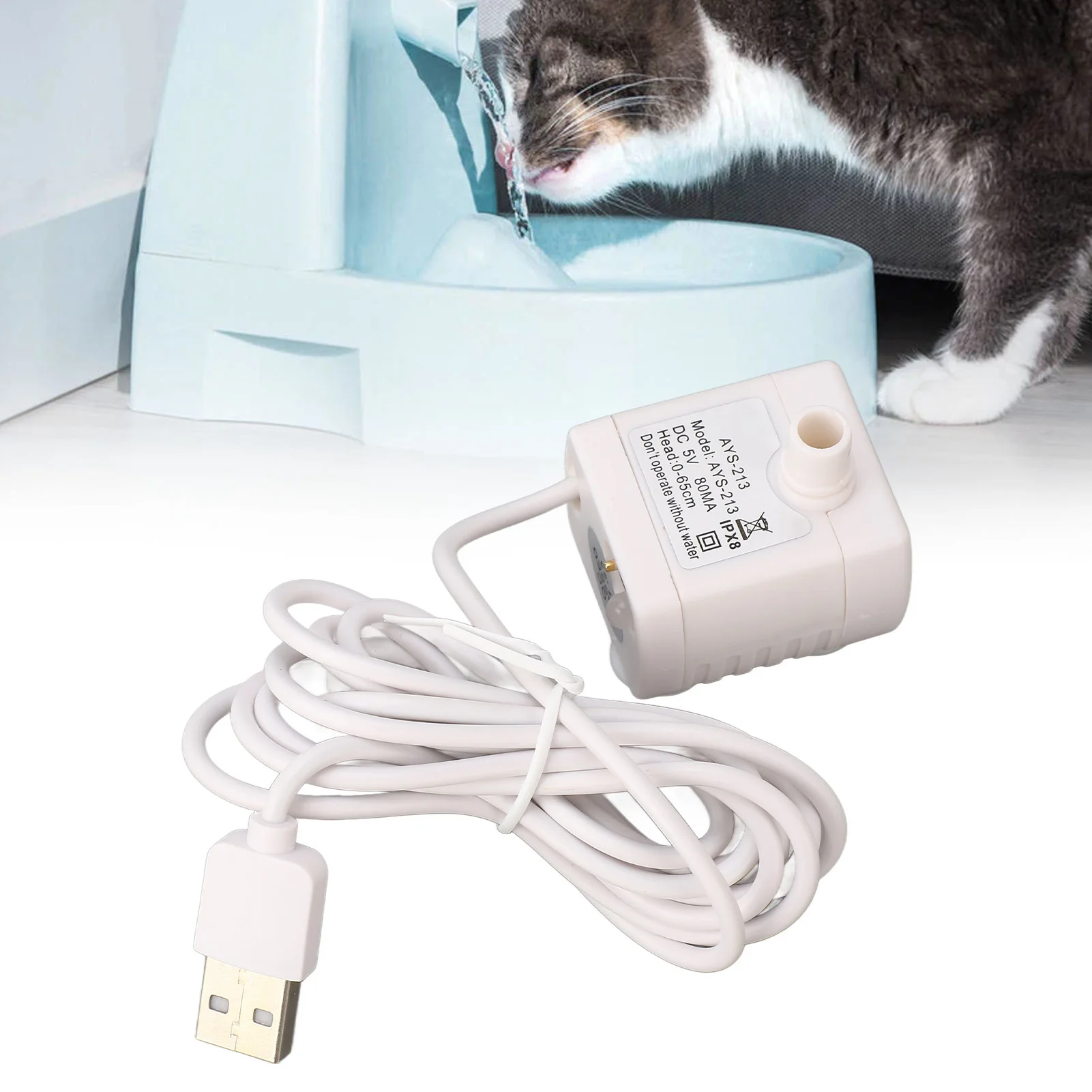 รูปสินค้า น้ําพุสัตว์เลี้ยงปั๊ม 5V USB ขับเคลื่อนที่ถอดออกได้ DC มอเตอร์ไร้แปรงน้ําพุแมวสําหรับเปลี่ยน