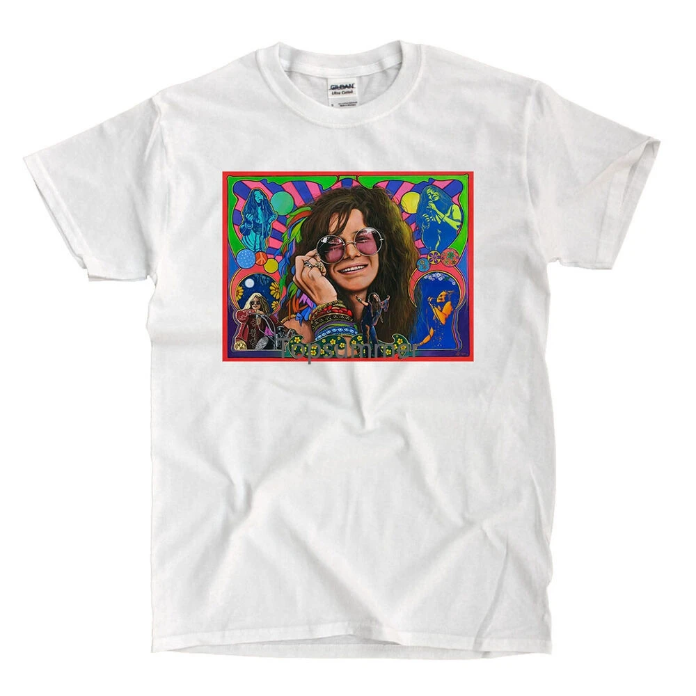 

Janis Joplin - White Shirt - Ships Fast! High Quality! Active