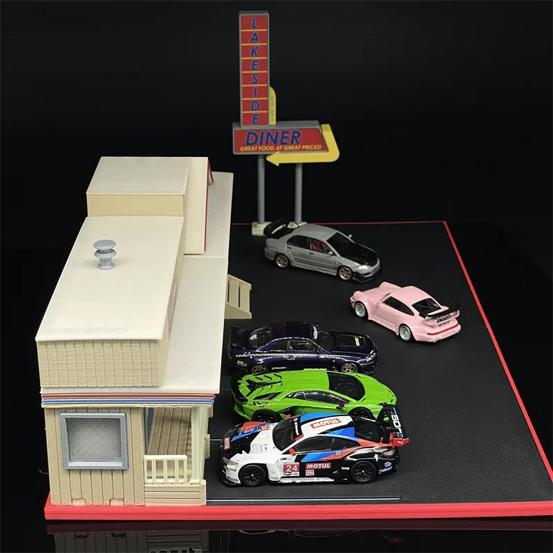 1/64 Scale Model Lakeside Diner Dioramas Miniature Scene Layout
