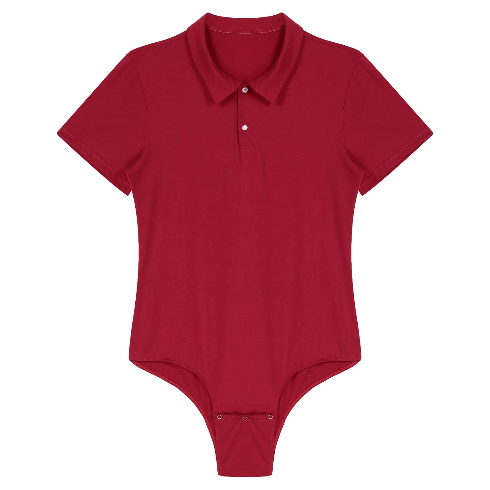 Mens One Piece Swimsuit Shirt Bodysuit for Diaper Lovers Adult Babies Short Sleeve Turn-down Collar Press Button Crotch Romper Pajamas