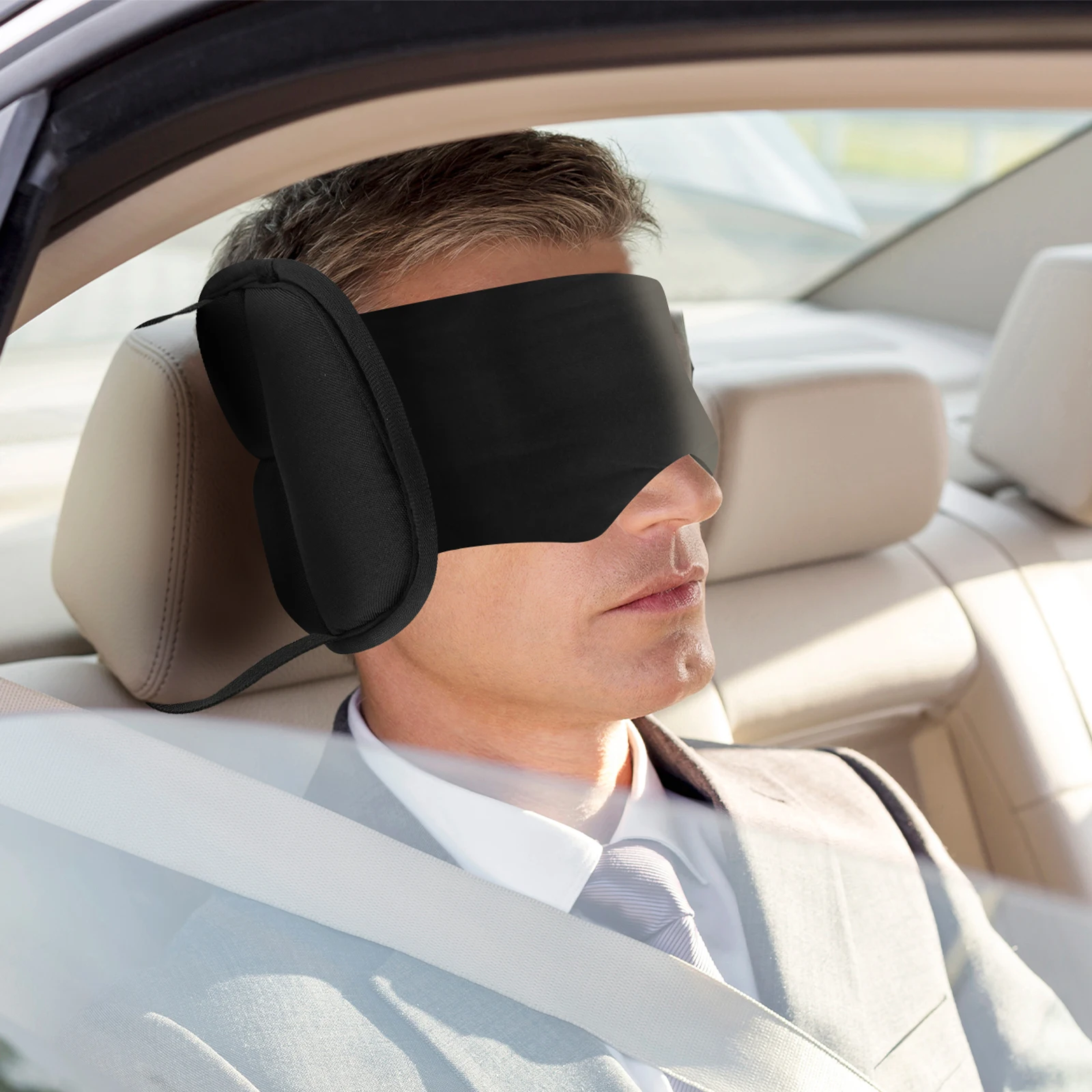 Cotton Travel Pillow with Eye Mask for Airplane Comfort