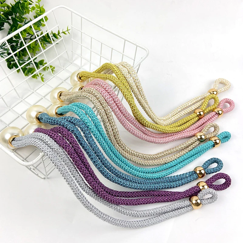 Description Picture 5 of itemCurtain Tiebacks Pearl Ball Buckle Curtain Home Decor Curtain Weave Clips Rope Straps Holder Window Treatment Accessory