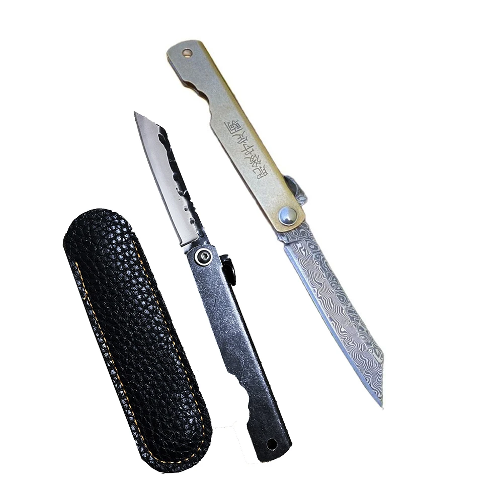 Nuovo Higonokami Giapponese Vg10 Damasco Cuscinetto A Sfera In Acciaio Caccia Coltello Pieghevole Edc Tattico Militare Sopravvivenza All'Aperto Multi-