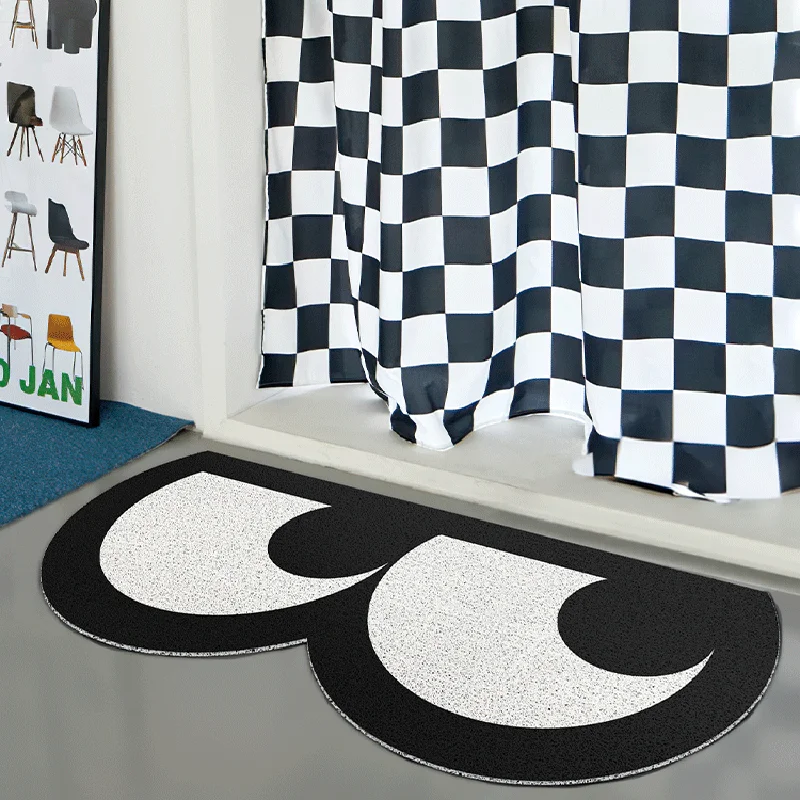 

Nordic PVC Welcome Doormat Funny Eyes Mat House Entrance Rug Carpet Anti Dust Door Floor Pad Black White Aesthetic Home Decor