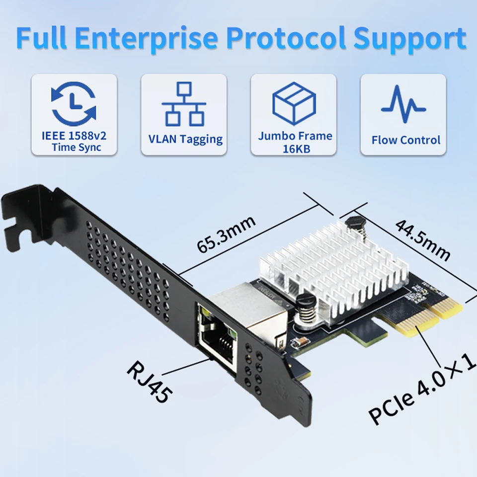 10G Ethernet Network Card 1 Port PCIe 4.0 X1 10G RJ45 Lan Card for