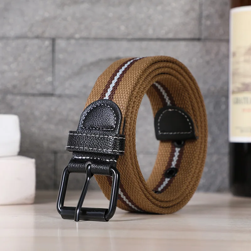 Simple Design Four Seasons Suitable for Women's Outdoor Jeans Pin Buckle Canvas Men's Belt leather belt price Belts