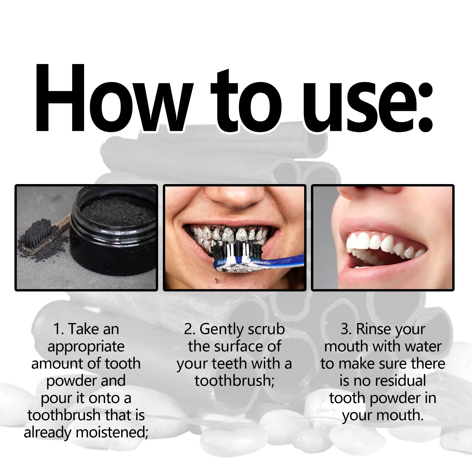 Natural Teeth Whitening Powder Activated Organic Charcoal Powder Polish Teeth Clean Strengthen Whitener Oral Hygiene teeth whitening powder