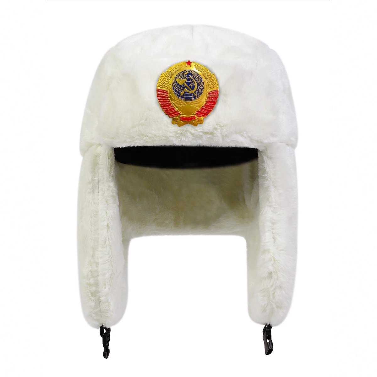 Unisex Lei Feng-Mütze mit kreisförmigem CCCP-Label, Wintermütze mit Ohrenklappe, warme Skimütze, Bombermütze für Outdoor-Aktivitäten im Schnee – Detail 8