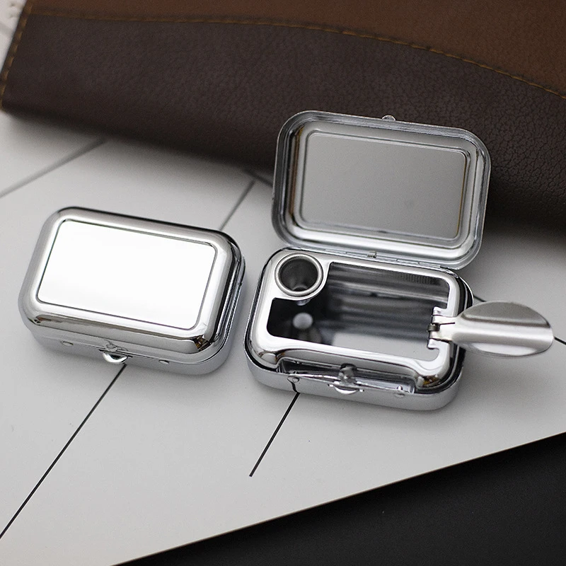 Portable ashtray Mini Portable Pocket Ashtray Creative Personalized Trendy Fashionable Outdoor Travel Carry-On Lid Ashtray