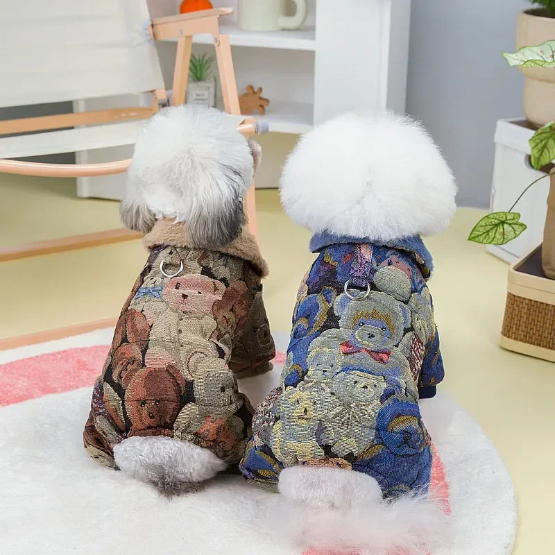 

Зимняя теплая одежда для маленьких собак, куртка с D-образным кольцом для щенков, хлопковое пальто для собак и кошек, костюмы чихуахуа, пудель, Комбинезоны