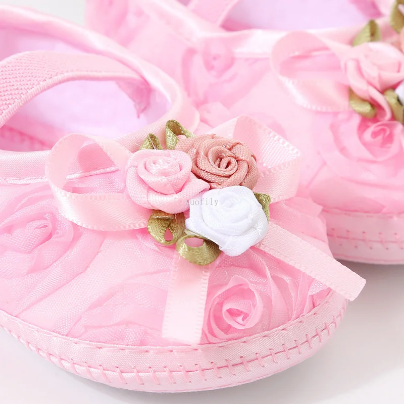 New Baby Shoes Headband Set Cute Flower Toddler Shoes for Girls Soft Sole Anti Slip Baby Girl Shoes First Walkers for 0-18m Kids 4
