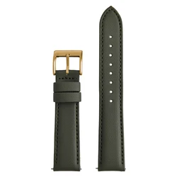 Smooth Leather Quick Release Watch Strap - Premium Grade - 22mm (Green Gold)
