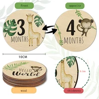 7PCS Newborn Photography Props Wooden Monthly Milestone Cards Baby Shower Gifts for Boys and Girls Photography Accessories 4