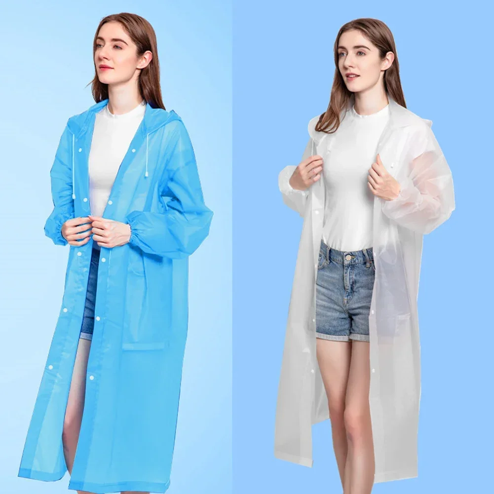 Raincoat Poncho Fashion EVA Adult Children Raincoat Outdoor Hiking Travel Reusable