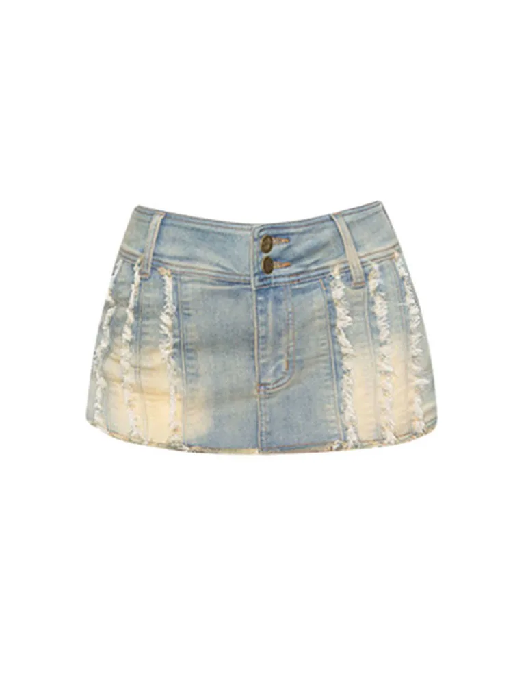 

Модная Джинсовая юбка с кисточками, Женская мини-юбка с высокой талией, привлекательная трапециевидная юбка для девушек, Корейская уличная одежда, американская ретро