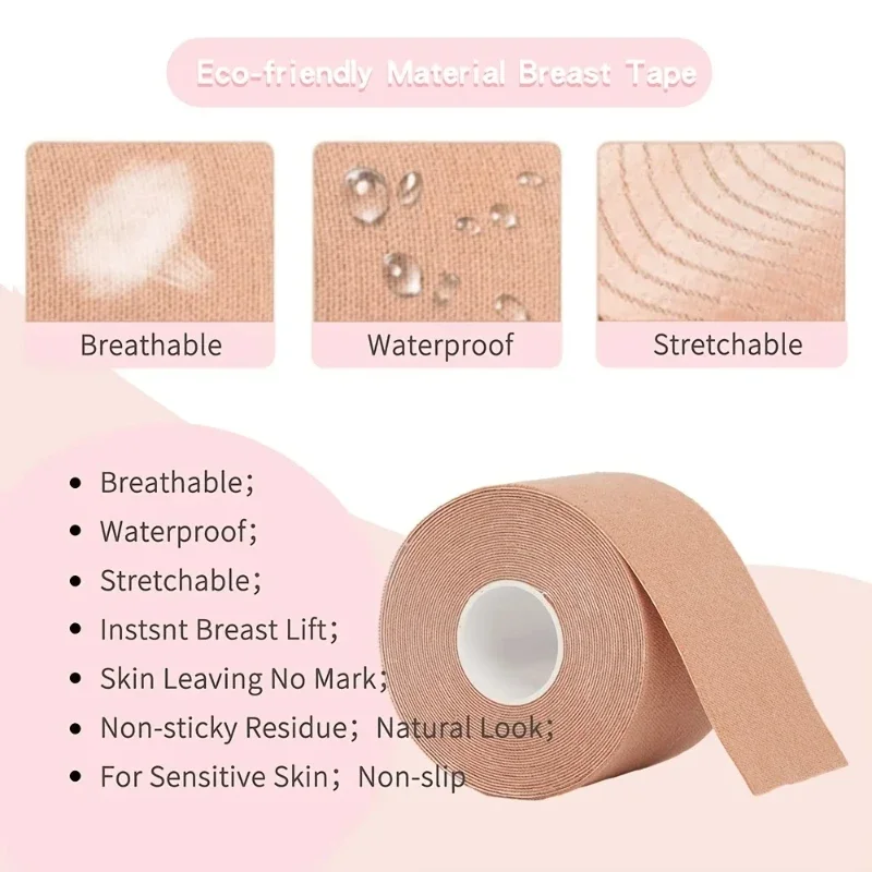 Elastic Breast Lifting Tape, Skin Tone Invisible, Breathable, Traceless, Anti Sagging, Gathered Milk-Perfect for Strapless 4