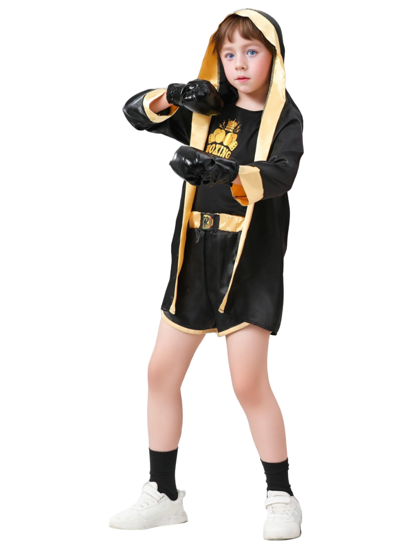 Kids Boxer Cosplay Uniform Costume With Boxing Gloves Halloween Carnival Party