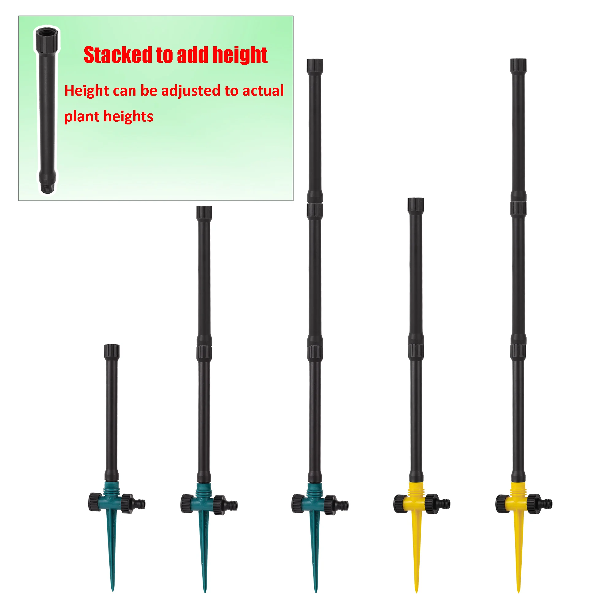 Double Outlet Impact Rocker Sprinkler Nozzle 360 Degree Rotary Jet 1/2" Male Thread
