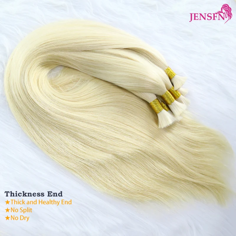 JENSFN Bulk Hair Extensions Human Hair Straight real Natural Hair 50g/Strand #613 60 Brown Blonde Salon Supplies 16"-26" Inch 4