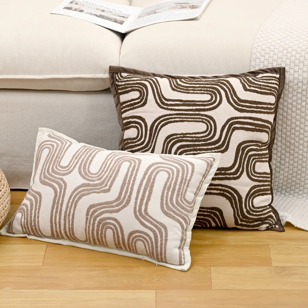 Geometrisches Muster Chenille Jacquard Samt Wurfkissenbezug Cojines Weiches Kopfteil Wurfkissenbezug Dekoration Sofa Kissenbezug – Detail 9