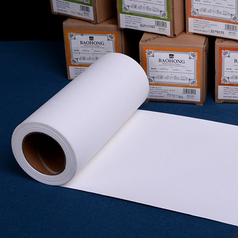BAOHONG 100 Cotton Watercolor Paper One Roll 27cmX10m Water Color