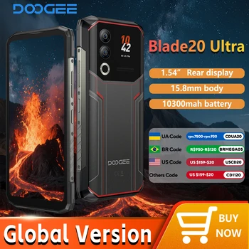 DOOGEE Blade20 Smartphone ultra robusto Schermo IPS da 6,6 pollici Schermo posteriore da 1,54 pollici 8 GB + 512 GB 10300 mAh Fotocamera da 50 MP Telefono Android 14 NFC