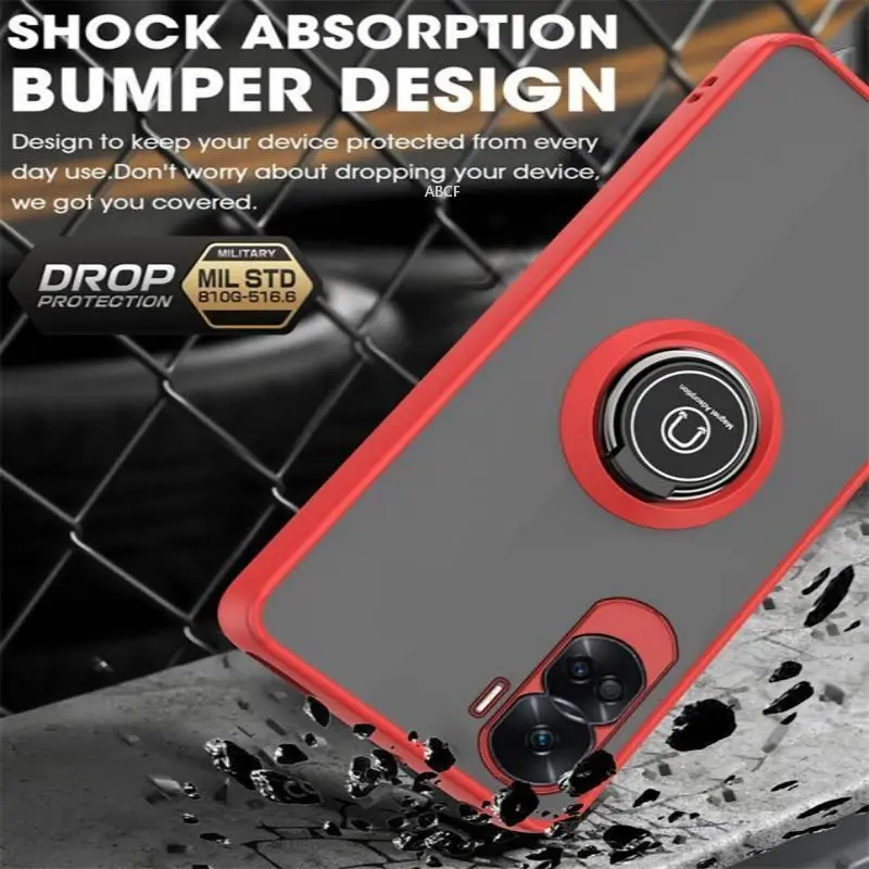Magnetic Ring Holder Shockproof Matte Clear Phone Case